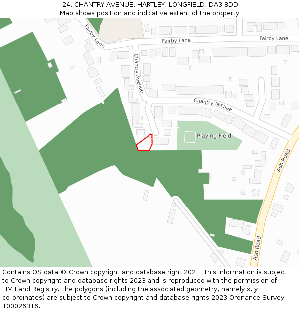 24, CHANTRY AVENUE, HARTLEY, LONGFIELD, DA3 8DD: Location map and indicative extent of plot