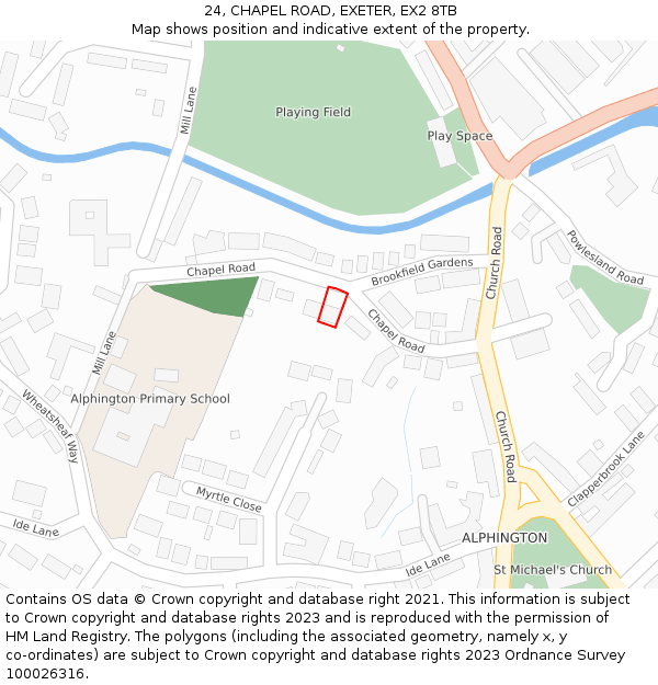 24, CHAPEL ROAD, EXETER, EX2 8TB: Location map and indicative extent of plot