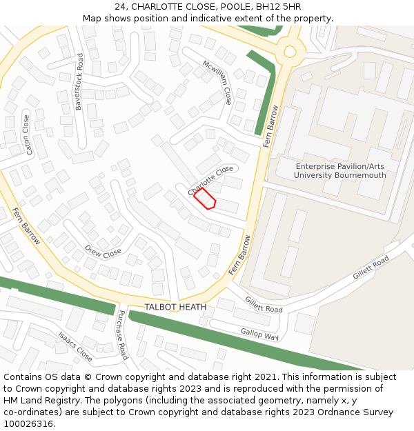 24, CHARLOTTE CLOSE, POOLE, BH12 5HR: Location map and indicative extent of plot