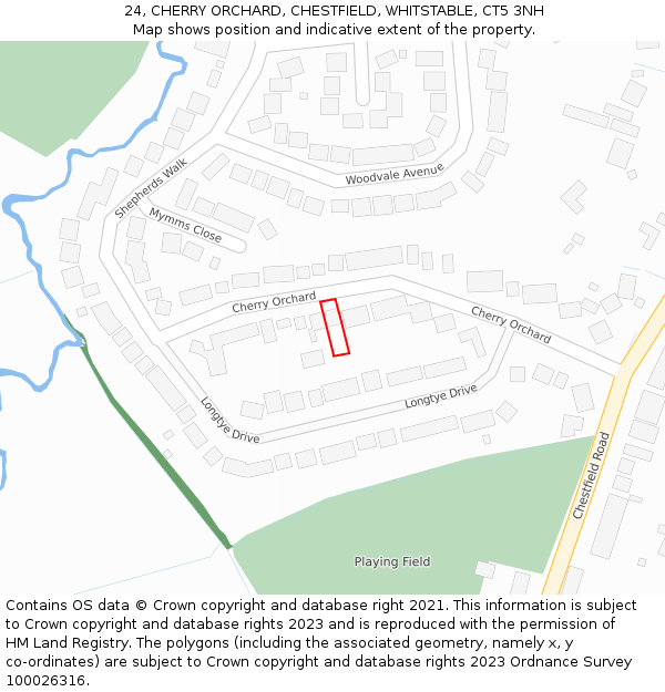 24, CHERRY ORCHARD, CHESTFIELD, WHITSTABLE, CT5 3NH: Location map and indicative extent of plot