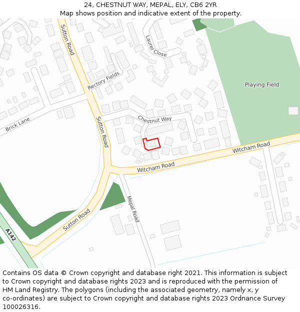 24, CHESTNUT WAY, MEPAL, ELY, CB6 2YR: Location map and indicative extent of plot