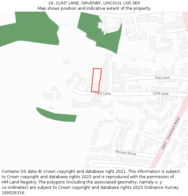 24, CLINT LANE, NAVENBY, LINCOLN, LN5 0EX: Location map and indicative extent of plot
