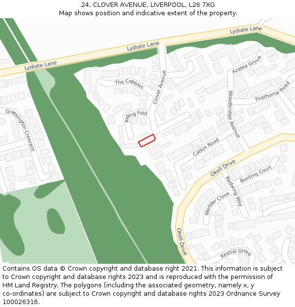 24, CLOVER AVENUE, LIVERPOOL, L26 7XG: Location map and indicative extent of plot