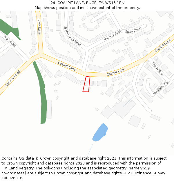 24, COALPIT LANE, RUGELEY, WS15 1EN: Location map and indicative extent of plot