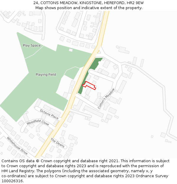 24, COTTONS MEADOW, KINGSTONE, HEREFORD, HR2 9EW: Location map and indicative extent of plot