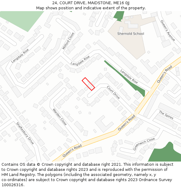 24, COURT DRIVE, MAIDSTONE, ME16 0JJ: Location map and indicative extent of plot