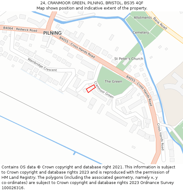 24, CRANMOOR GREEN, PILNING, BRISTOL, BS35 4QF: Location map and indicative extent of plot