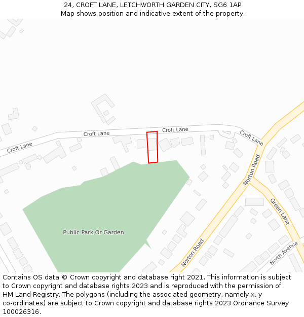 24, CROFT LANE, LETCHWORTH GARDEN CITY, SG6 1AP: Location map and indicative extent of plot