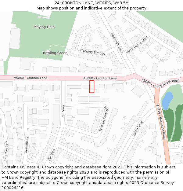 24, CRONTON LANE, WIDNES, WA8 5AJ: Location map and indicative extent of plot