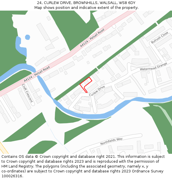 24, CURLEW DRIVE, BROWNHILLS, WALSALL, WS8 6DY: Location map and indicative extent of plot