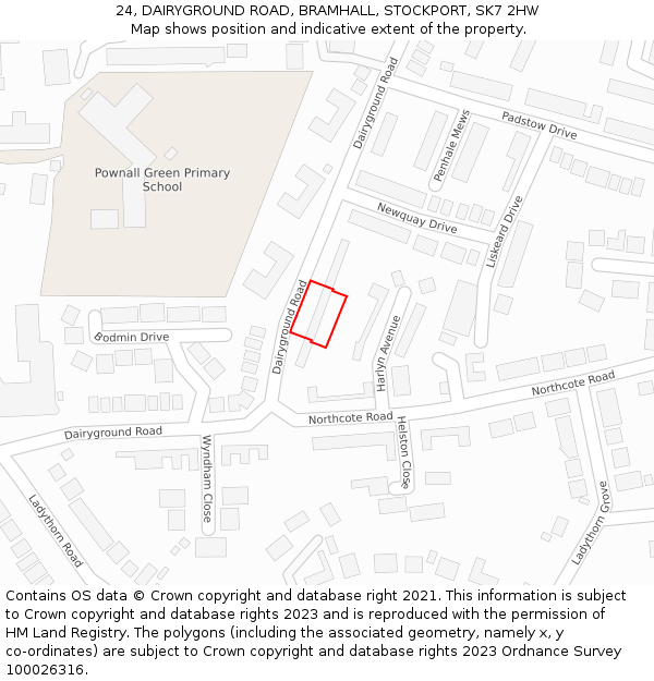 24, DAIRYGROUND ROAD, BRAMHALL, STOCKPORT, SK7 2HW: Location map and indicative extent of plot