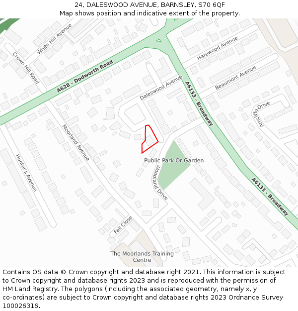 24, DALESWOOD AVENUE, BARNSLEY, S70 6QF: Location map and indicative extent of plot