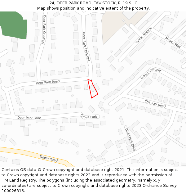 24, DEER PARK ROAD, TAVISTOCK, PL19 9HG: Location map and indicative extent of plot