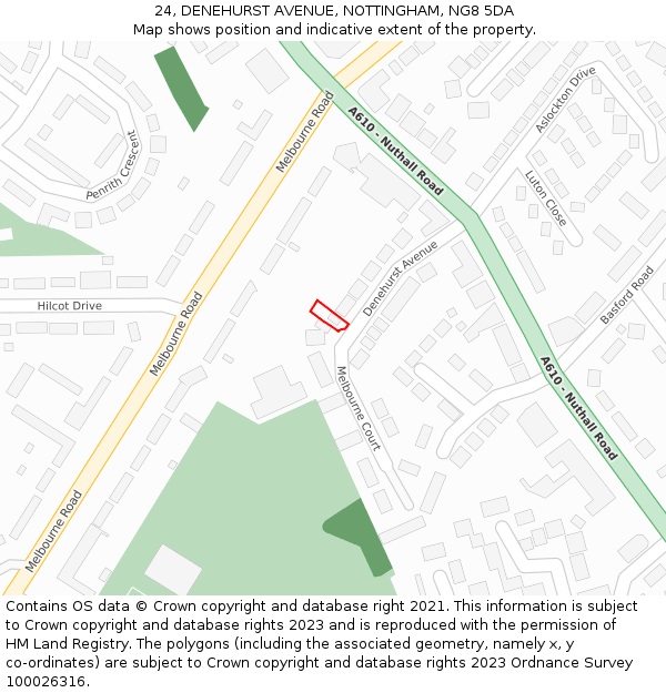 24, DENEHURST AVENUE, NOTTINGHAM, NG8 5DA: Location map and indicative extent of plot