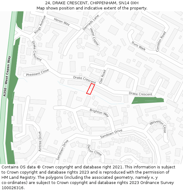 24, DRAKE CRESCENT, CHIPPENHAM, SN14 0XH: Location map and indicative extent of plot