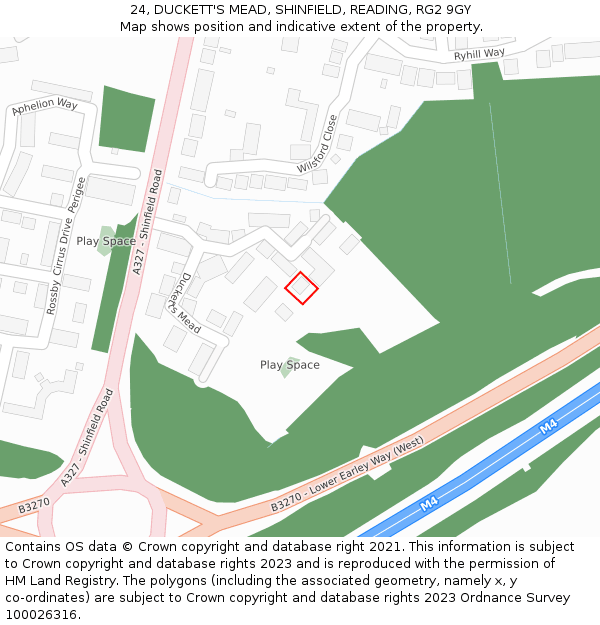 24, DUCKETT'S MEAD, SHINFIELD, READING, RG2 9GY: Location map and indicative extent of plot