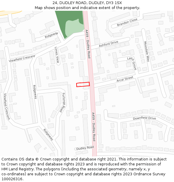 24, DUDLEY ROAD, DUDLEY, DY3 1SX: Location map and indicative extent of plot