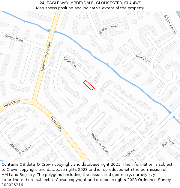 24, EAGLE WAY, ABBEYDALE, GLOUCESTER, GL4 4WS: Location map and indicative extent of plot