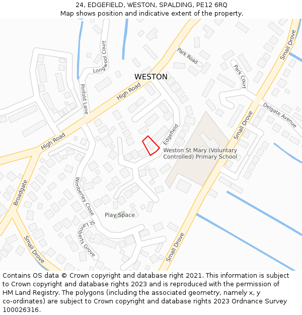 24, EDGEFIELD, WESTON, SPALDING, PE12 6RQ: Location map and indicative extent of plot