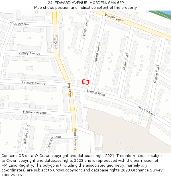 24, EDWARD AVENUE, MORDEN, SM4 6EP: Location map and indicative extent of plot