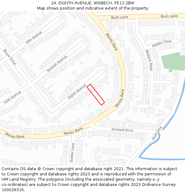 24, EIGHTH AVENUE, WISBECH, PE13 2BW: Location map and indicative extent of plot