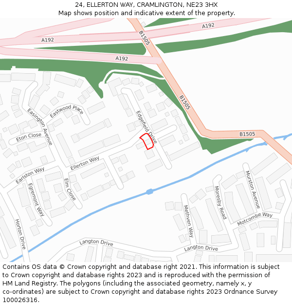 24, ELLERTON WAY, CRAMLINGTON, NE23 3HX: Location map and indicative extent of plot