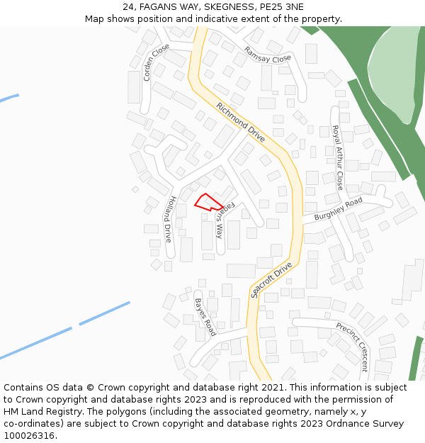 24, FAGANS WAY, SKEGNESS, PE25 3NE: Location map and indicative extent of plot