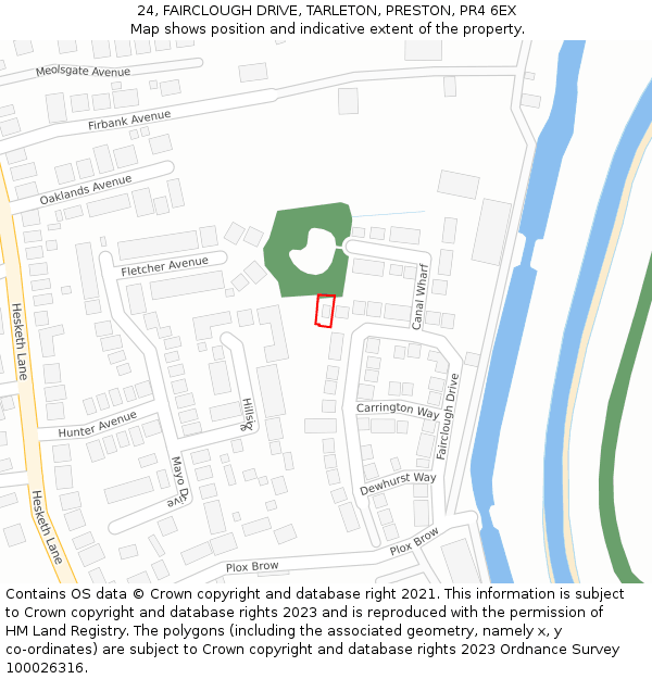 24, FAIRCLOUGH DRIVE, TARLETON, PRESTON, PR4 6EX: Location map and indicative extent of plot