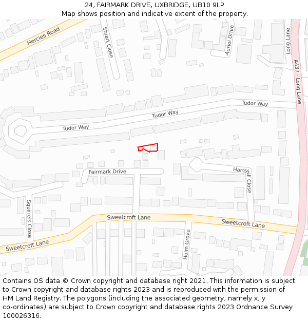 24, FAIRMARK DRIVE, UXBRIDGE, UB10 9LP: Location map and indicative extent of plot