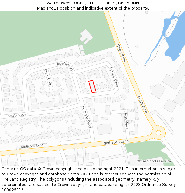 24, FAIRWAY COURT, CLEETHORPES, DN35 0NN: Location map and indicative extent of plot