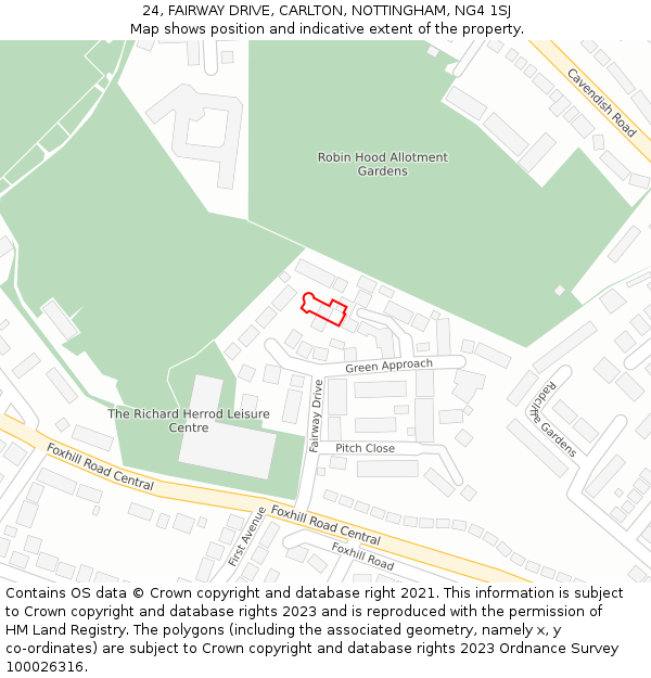 24, FAIRWAY DRIVE, CARLTON, NOTTINGHAM, NG4 1SJ: Location map and indicative extent of plot