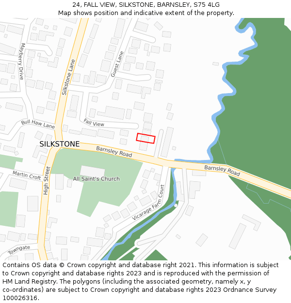 24, FALL VIEW, SILKSTONE, BARNSLEY, S75 4LG: Location map and indicative extent of plot