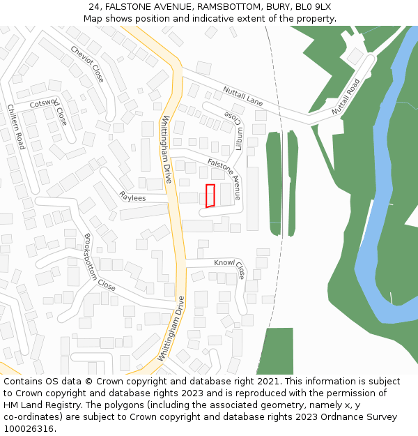 24, FALSTONE AVENUE, RAMSBOTTOM, BURY, BL0 9LX: Location map and indicative extent of plot