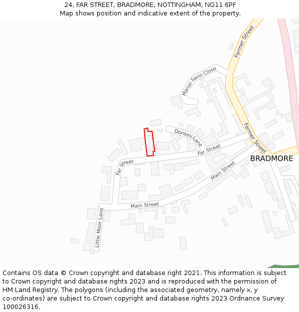 24, FAR STREET, BRADMORE, NOTTINGHAM, NG11 6PF: Location map and indicative extent of plot