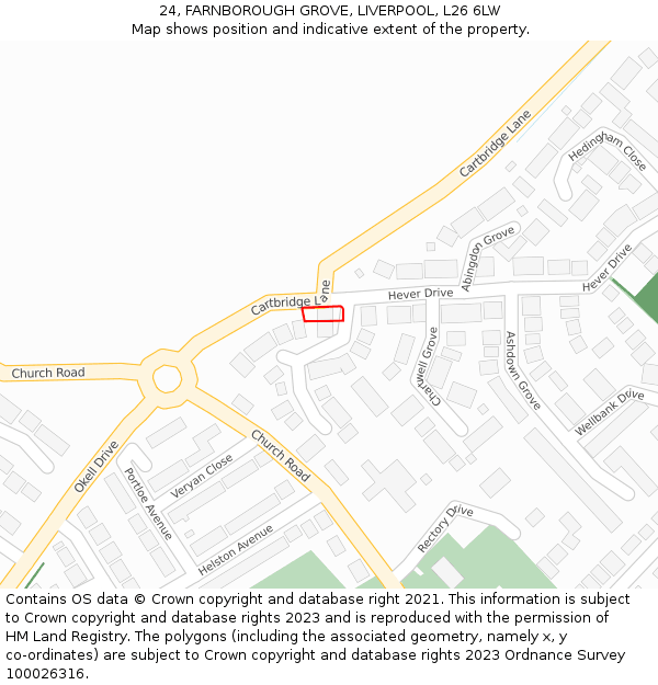 24, FARNBOROUGH GROVE, LIVERPOOL, L26 6LW: Location map and indicative extent of plot