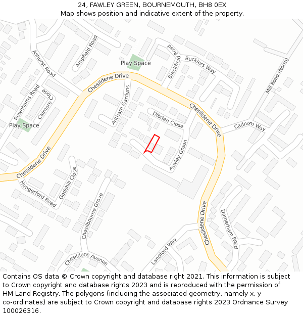 24, FAWLEY GREEN, BOURNEMOUTH, BH8 0EX: Location map and indicative extent of plot