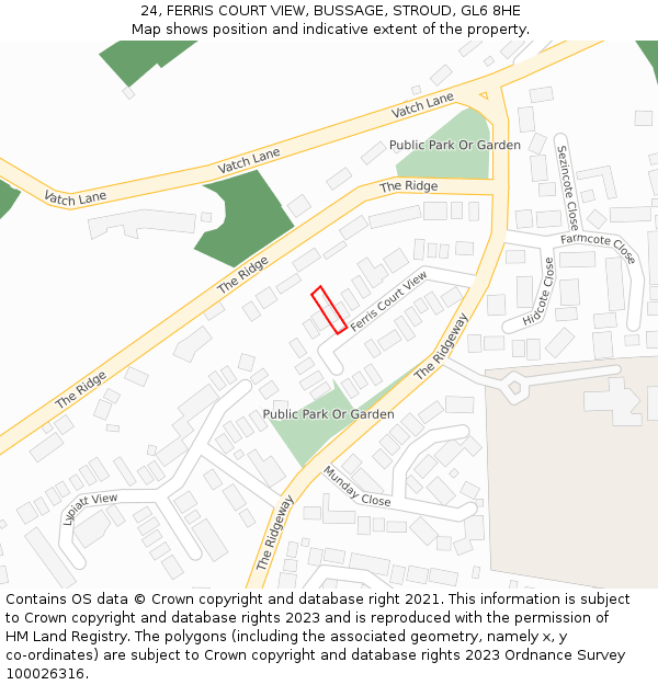 24, FERRIS COURT VIEW, BUSSAGE, STROUD, GL6 8HE: Location map and indicative extent of plot