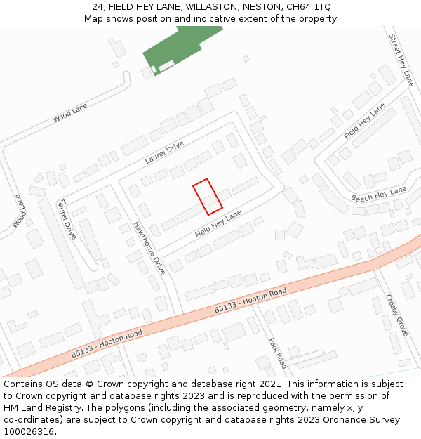 24, FIELD HEY LANE, WILLASTON, NESTON, CH64 1TQ: Location map and indicative extent of plot