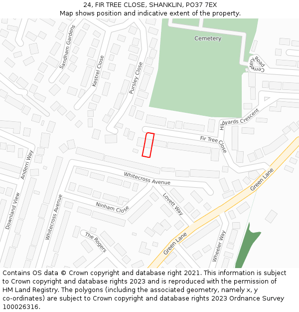 24, FIR TREE CLOSE, SHANKLIN, PO37 7EX: Location map and indicative extent of plot