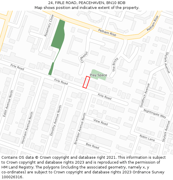 24, FIRLE ROAD, PEACEHAVEN, BN10 8DB: Location map and indicative extent of plot