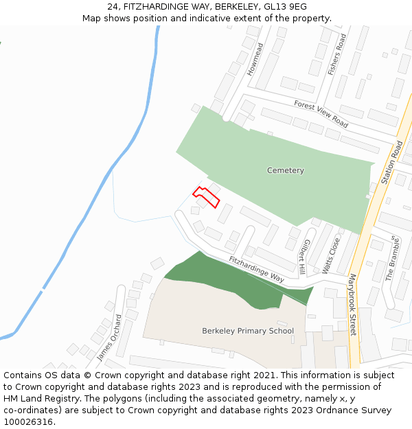 24, FITZHARDINGE WAY, BERKELEY, GL13 9EG: Location map and indicative extent of plot