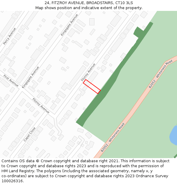 24, FITZROY AVENUE, BROADSTAIRS, CT10 3LS: Location map and indicative extent of plot