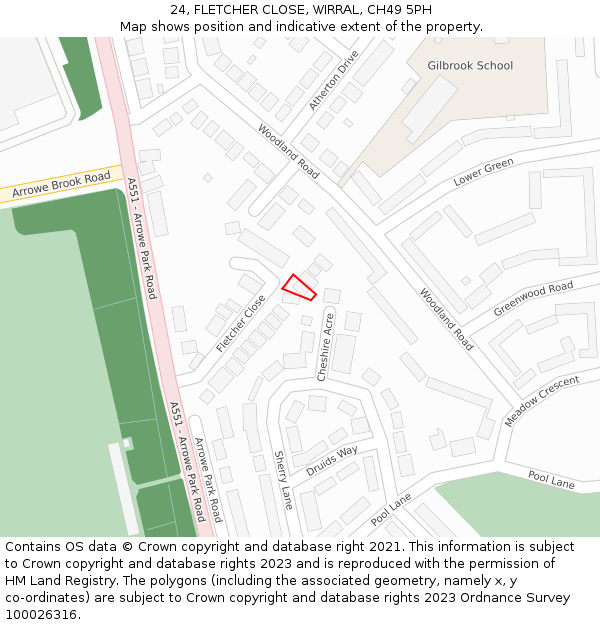 24, FLETCHER CLOSE, WIRRAL, CH49 5PH: Location map and indicative extent of plot