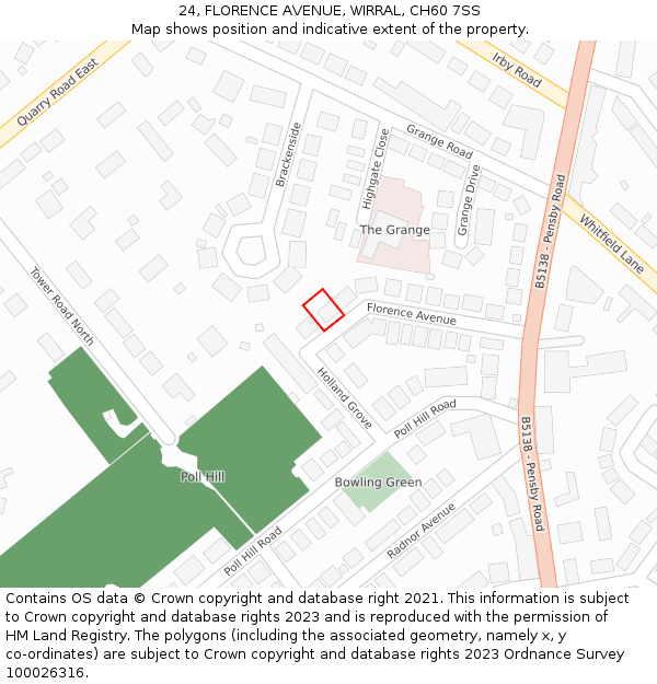 24, FLORENCE AVENUE, WIRRAL, CH60 7SS: Location map and indicative extent of plot