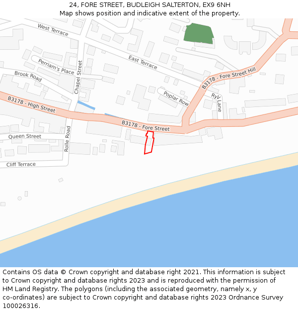 24, FORE STREET, BUDLEIGH SALTERTON, EX9 6NH: Location map and indicative extent of plot