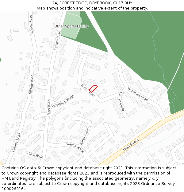 24, FOREST EDGE, DRYBROOK, GL17 9HY: Location map and indicative extent of plot