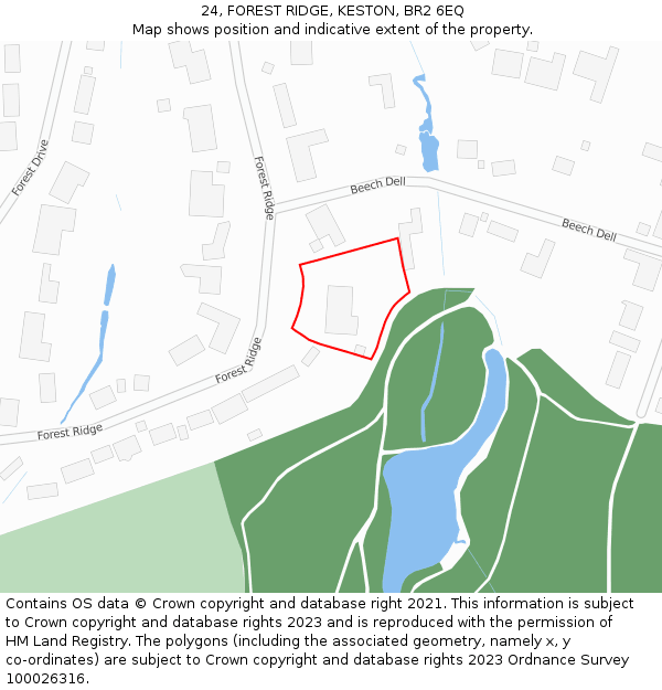 24, FOREST RIDGE, KESTON, BR2 6EQ: Location map and indicative extent of plot