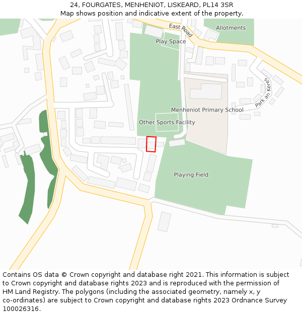 24, FOURGATES, MENHENIOT, LISKEARD, PL14 3SR: Location map and indicative extent of plot