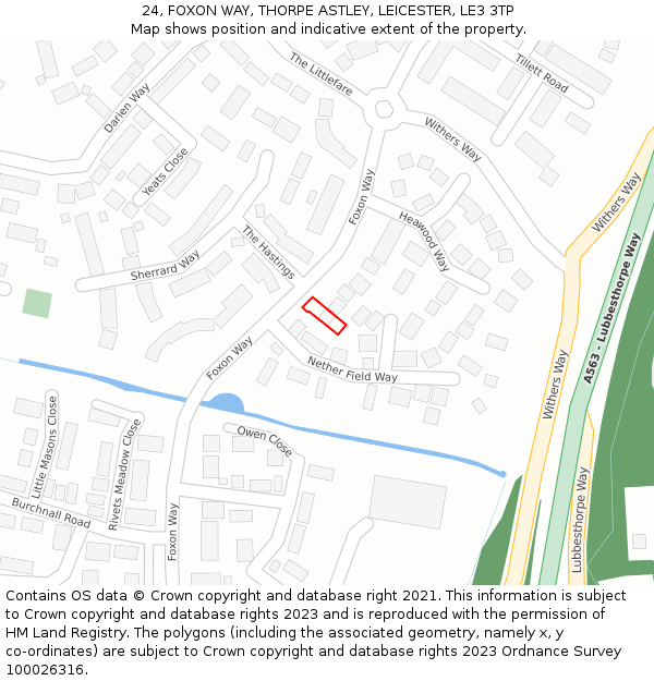 24, FOXON WAY, THORPE ASTLEY, LEICESTER, LE3 3TP: Location map and indicative extent of plot