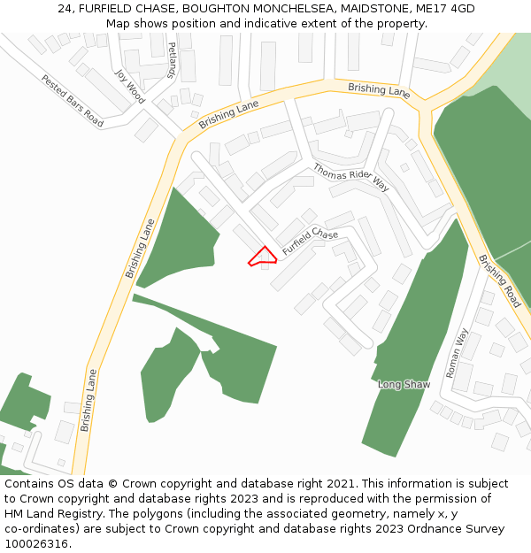 24, FURFIELD CHASE, BOUGHTON MONCHELSEA, MAIDSTONE, ME17 4GD: Location map and indicative extent of plot